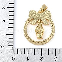 Colgantes de circonita cúbica micro pavé de latón chapado con temática navideña&nbsp;KK-U032-14G-01