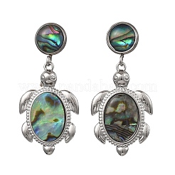 Ohrstecker mit Anhänger aus natürlicher Abalone-Muschel (Schildkrötenmotiv)&nbsp;EJEW-JE07138