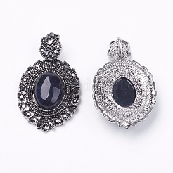 Pendentifs gothiques en agate noire teintée et chauffée naturellement&nbsp;G-F228-18M-FF