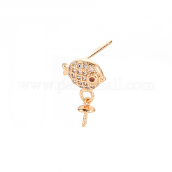 Messing Micro Pave klare Zirkonia Ohrring Zubehör&nbsp;KK-T062-216G-NF