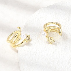 Messing Micro Pave klare Zirkonia Manschette Ohrringe&nbsp;EJEW-C186-10G