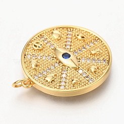 Breloques en laiton micro pavé clair et bleu avec zircone cubique&nbsp;ZIRC-O036-09G