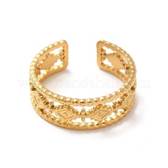 Bague ouverte en acier inoxydable 304 avec placage ionique (IP) en forme de losange pour hommes et femmes&nbsp;RJEW-E066-05G
