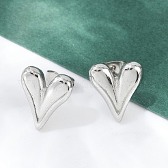 Pendientes de botón con forma de corazón de acero inoxidable 304 que no se deslustran para mujer&nbsp;EJEW-F300-09P