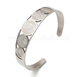 Bracelets manchettes en acier inoxydable Religion 201 pour femmes&nbsp;BJEW-F507-02P