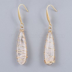 Colliers pendentifs en cristal de quartz naturel et ensembles de bijoux boucles d'oreilles&nbsp;SJEW-JS01026