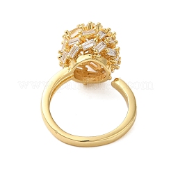 Anillos abiertos de latón redondo con micropavé de circonita cúbica transparente para mujer&nbsp;RJEW-A046-17G