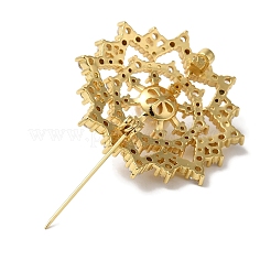 Spille a forma di fiore con placcatura in ottone e pavé di zirconi cubici trasparenti&nbsp;KK-S391-04G