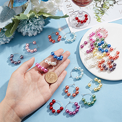 Charms in vetro di vino con perline rotonde in acrilico 24 pz 12 colori&nbsp;AJEW-AB00058