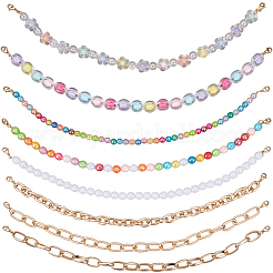 8 Stück 8 Stile Acrylperlen & Aluminiumkabelketten Baseballkappenkette&nbsp;HJEW-SC0002-46