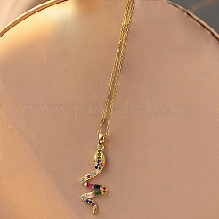 Colliers avec pendentif serpent en acier inoxydable et zircone cubique pour femmes&nbsp;PM4077