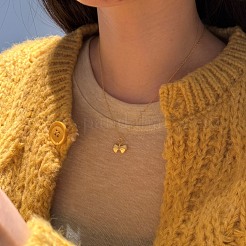 Halsketten mit Bowknot-Anhänger aus Sterlingsilber für Damen&nbsp;NJEW-F338-04G