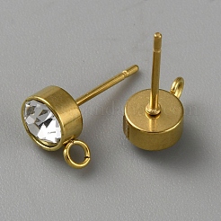 Accesorios para pendientes de acero inoxidable 304 con cristales de imitación.&nbsp;STAS-WH0044-50G