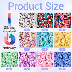 70g 10 Farben handgemachte Polymertonperlen&nbsp;CLAY-TA0001-76