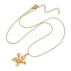 Collares de cadena de serpiente redonda con colgante de flor de acero inoxidable 304 para mujer&nbsp;NJEW-F377-01G