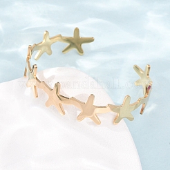 Bracelets manchettes en acier inoxydable 304 en forme d'étoile de mer pour femmes&nbsp;BJEW-Z176-01G