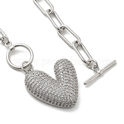 Collana con pendente in ottone con zirconia cubica&nbsp;NJEW-S385-01C-P