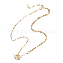 Chaîne en acier inoxydable 304 avec colliers de perles naturelles et fermoirs OT&nbsp;NJEW-JN05989