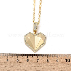 Collane con ciondolo a cuore in ottone con micro pavé di zirconi chiari&nbsp;NJEW-Q040-01G