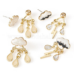 2 Paar 2 Stile Wolken- und Tropfen-Ohrstecker aus Emaille-Legierung für Damen&nbsp;EJEW-TA0001-50