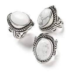 Anneaux ajustables en howlite naturelle&nbsp;RJEW-I108-01AS-01