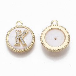 Pendentifs avec zircon cubiques à micro-pavés en laiton&nbsp;KK-T062-04K-NF