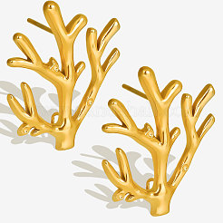 Boucles d'oreilles élégantes en acier inoxydable 304 avec corail océanique pour femmes&nbsp;IC8591-2