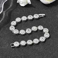 Messing-Gliederkettenarmbänder mit Mikropflaster und klarem Zirkonia für Damen&nbsp;BJEW-H639-03P