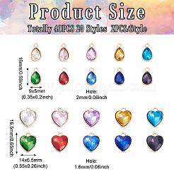 40 Stück 20 Stile facettierte Glas-Strass-Anhänger&nbsp;GLAA-TA0001-44