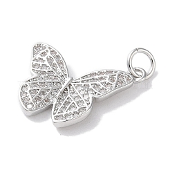 Placage de crémaillère en laiton micro pavé pendentifs en zircone cubique claire&nbsp;KK-Z039-20P