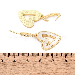 Boucles d'oreilles pendantes en forme de cœur en laiton avec micro pavé de zircons cubiques transparents&nbsp;KK-D363-12C-G