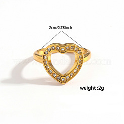 Anelli aperti con polsino in acciaio inossidabile 304 con micro pavé di zirconi cubici per donna&nbsp;WG6829B-01