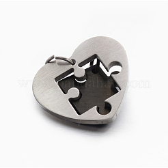 Gioielli per coppie di San Valentino amanti cuore in acciaio inossidabile 304 con ciondoli a forma di puzzle&nbsp;STAS-E090-46B