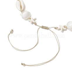 Colliers de perles ajustables en étoile de mer turquoise synthétique d'été&nbsp;NJEW-JN05270-02