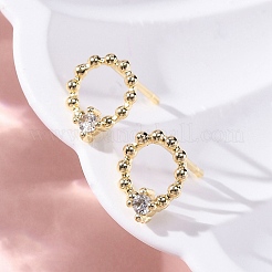 Clous d'oreilles en laiton zircon cubique transparent&nbsp;EJEW-Q014-33G