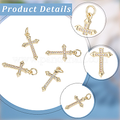 8 pièces en laiton micro pavé pendentifs en zircone cubique claire&nbsp;KK-SC0007-99