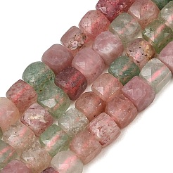 Hilos de cuentas de cuarzo fresa rojo y verde natural&nbsp;GG-NH0006-A01
