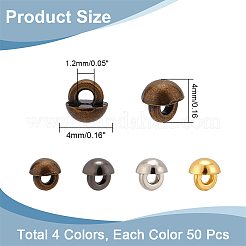 200 Stück 4 Farben Mini-Legierung Schaftknöpfe Sets&nbsp;BUTT-NB0001-60