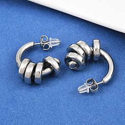 Pendientes de botón en forma de C de acero inoxidable 304&nbsp;EJEW-K268-78P
