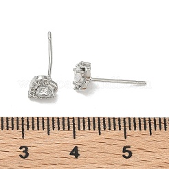 Ohrstecker aus Messing mit Mikropavé und klaren kubischen Zirkonia für Damen&nbsp;EJEW-F403-04P