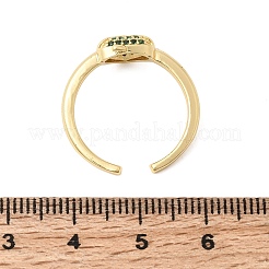 Anillos abiertos de latón con micro pavé de circonita cúbica&nbsp;RJEW-C164-04B-G