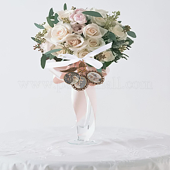 2 ovale Blumenstrauß-Foto-Dekorationen aus Glaslegierung&nbsp;HJEW-LP00023