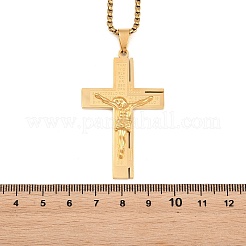 Religion 201 Edelstahl Jesuskreuz-Anhänger 304 Edelstahl-Boxkette&nbsp;SA-H003-05G