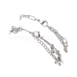 Braccialetti da donna in acciaio inossidabile 304 con graffetta e catena figaro&nbsp;BJEW-JB12445-03
