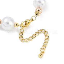 Bracelets en perles de laiton plaqués sur crémaillère&nbsp;BJEW-P341-07C-G