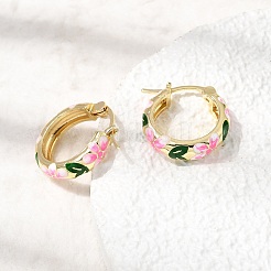 Pendientes de aro de latón esmaltado para mujer&nbsp;EJEW-K335-01G-02