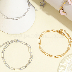 10 Stück 2 Farben 304 Edelstahl Büroklammer Kette Armbänder&nbsp;BJEW-BBC0001-21