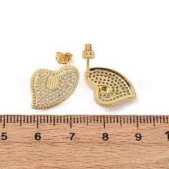 Herz Messing Mikro pflastern kubisch Ohrringe Zirkonia Ohr&nbsp;EJEW-B153-19G-01