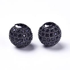 Micro en laiton cz pavent grade couleur AAa gris anthracite zircone cubique perles rondes&nbsp;KK-O065-8mm-01B-NR
