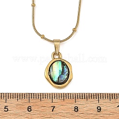 Collana da donna con ciondolo ovale irregolare in resina epossidica e conchiglia di paua naturale&nbsp;NJEW-JN06420-01